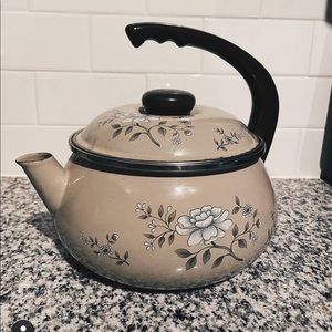 Floral ceramic tea kettle